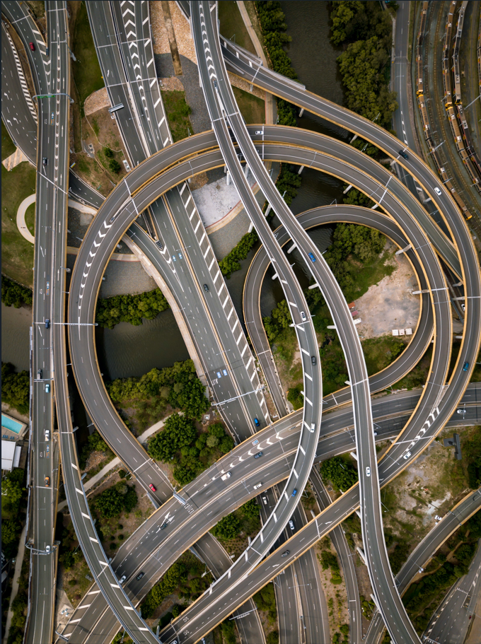 many intertwined highways overlap